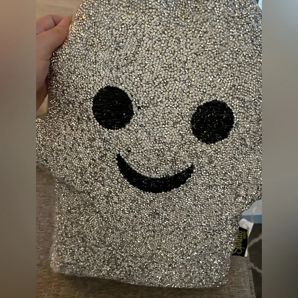 NEW Sparkles Home Silver Rhinestone Halloween Ghost Pillow